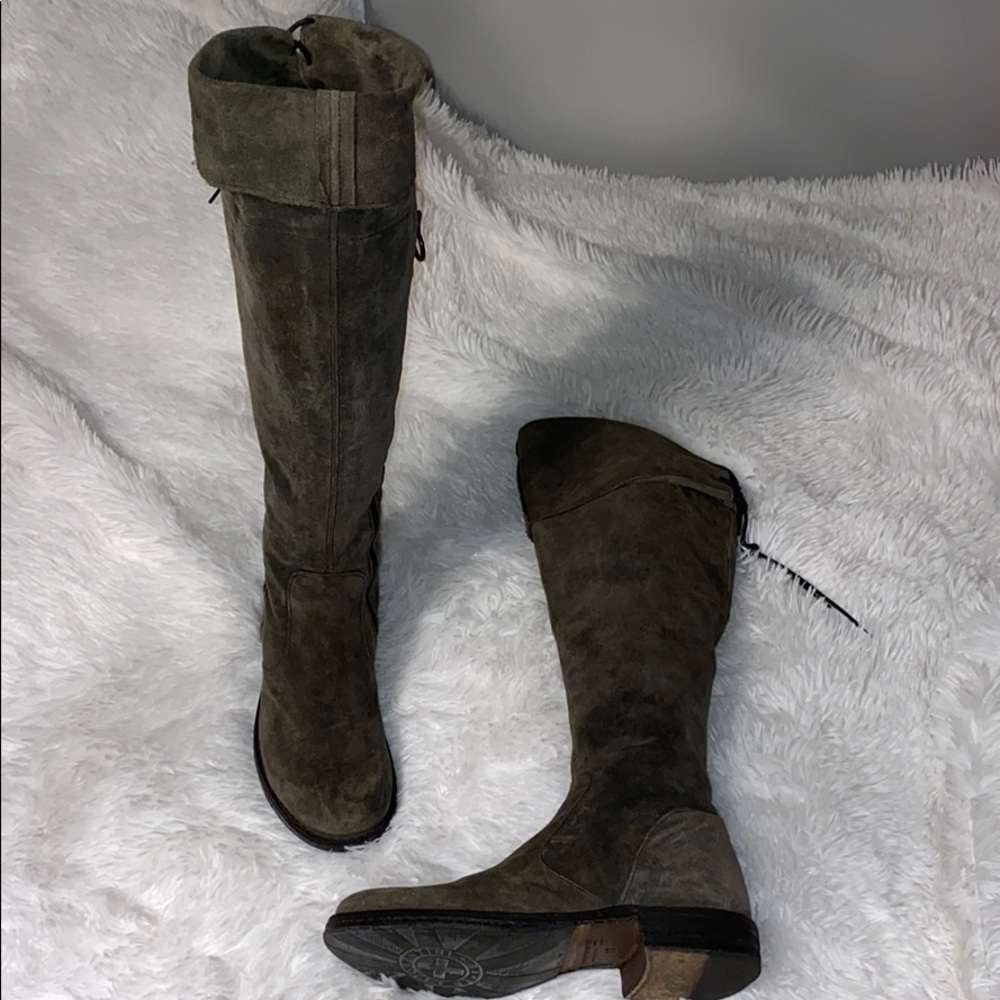 Florentini + Baker boots olive suede leather